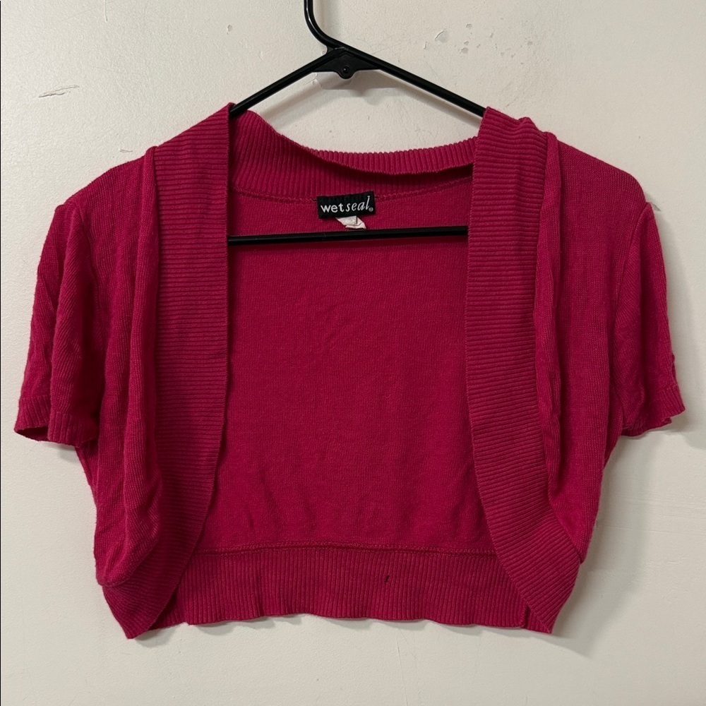 Wet Seal Pink Cropped Cardigan Y2K